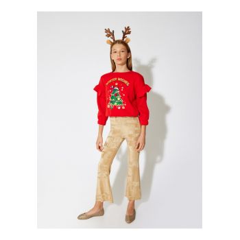 Bluza de trening cu model de Craciun si volane