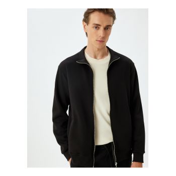 Bluza de trening din amestec de bumbac cu fermoar