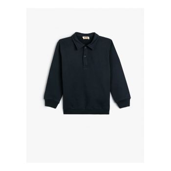 Bluza de trening din bumbac cu guler polo