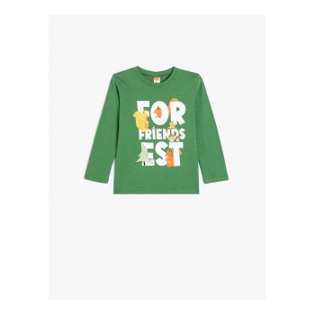 Bluza din bumbac cu imprimeu text