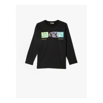 Bluza din bumbac cu imprimeu text