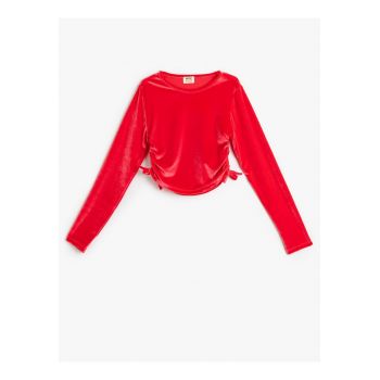 Bluza din catifea cu drapaj lateral