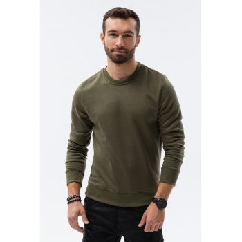 Bluza sport regular fit cu decolteu la baza gatului - Verde militar -
