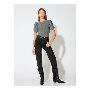 Bluza stralucitoare cu maneci bufante