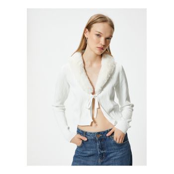 Cardigan cu blana sintetica