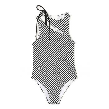 Costum de baie intreg cu model cu dungi