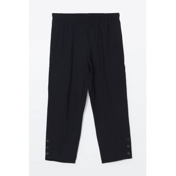 Pantaloni crop cu talie elastica