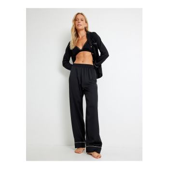 Pantaloni drepti de pijama cu talie medie