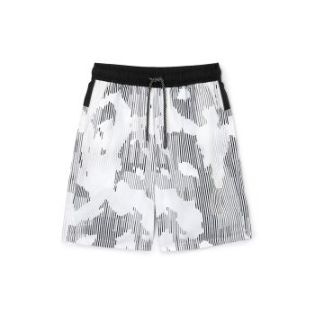Pantaloni scurti de baie cu imprimeu si talie ajustabila