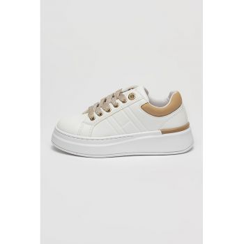Pantofi sport low-cut din piele ecologica cu platforma