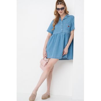 Rochie din denim cu broderie logo