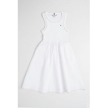 Rochie midi cu croiala in A si logo discret