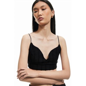 Top crop cu decolteu adanc