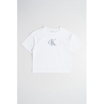 Tricou crop cu logo stralucitor