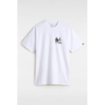 Tricou cu imprimeu grafic si decolteu la baza gatului