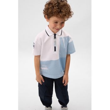 Tricou polo de bumbac cu fenta cu fermoar