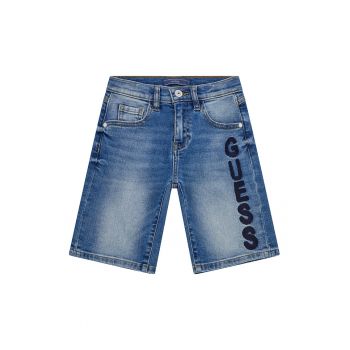 Bermude de denim cu logo brodat