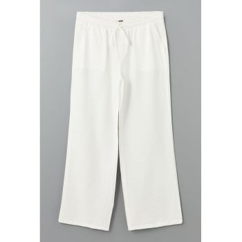 Pantaloni crop cu croiala ampla si talie ajustabila