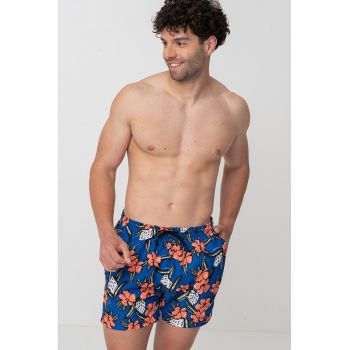 Pantaloni scurti de baie cu imprimeu tropical Piranha