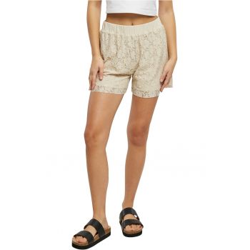 Pantaloni scurti din dantela cu talie elastica si model floral