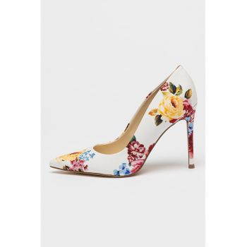 Pantofi cu toc stiletto si imprimeu floral Fresh
