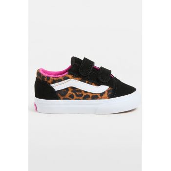 Pantofi sport cu inchidere velcro si segmente din piele intoarsa