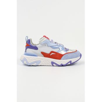 Pantofi sport cu model colorblock si garnituri din piele intoarsa