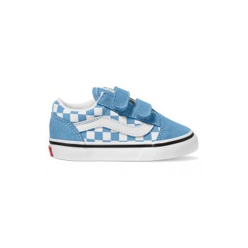 Pantofi sport cu model in carouri - inchidere velcro si insertii din piele intoarsa