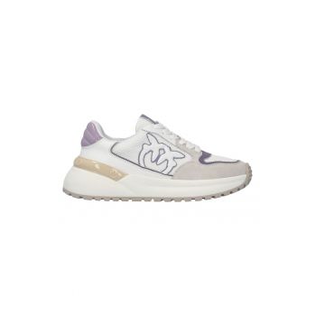 Pantofi sport de piele ecologica si piele nabuc cu insertii de plasa