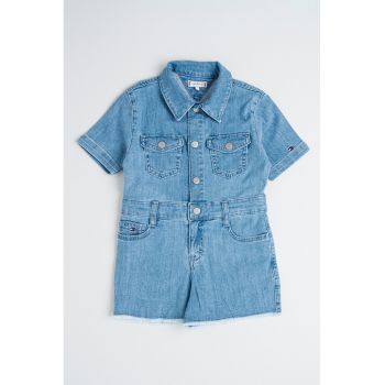 Salopeta din denim cu maneci scurte