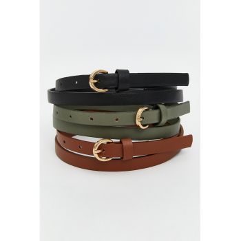 Set de curele skinny cu catarama metalica - 3 piese