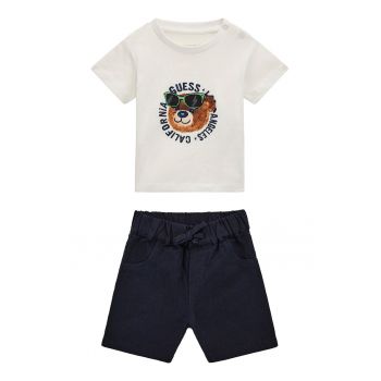 Set de pantaloni scurti si tricou din bumbac cu logo - 2 piese