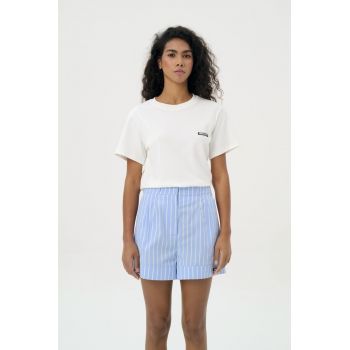 Tricou cu decolteu la baza gatului din bumbac organic Horizon - Alb