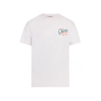 Tricou cu decolteu la baza gatului si imprimeu pe spate