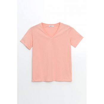 Tricou uni cu decolteu in V