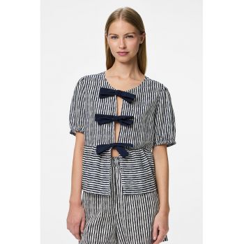 Bluza cu maneci bufante si model in dungi