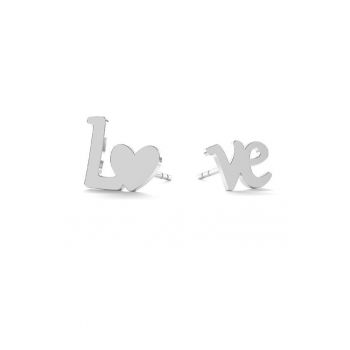 Cercei LOVE din Argint 925 - inchizatoare fluturas - tip surub