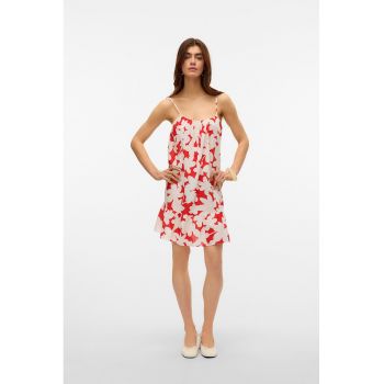 Fusta mini cu model floral si terminatie cu volan