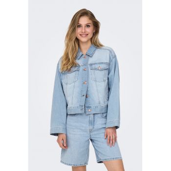 Jacheta din denim cu maneci cazute