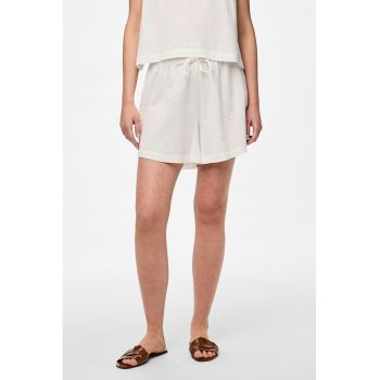 Pantaloni scurti din bumbac organic cu croiala evazata si cordon in talie