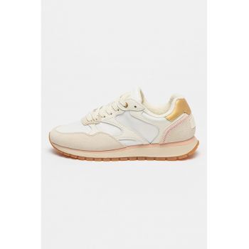 Pantofi sport de piele si piele intoarsa cu logo