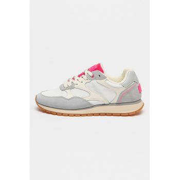 Pantofi sport de piele si piele intoarsa cu logo