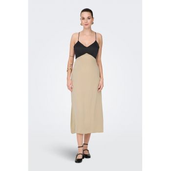 Rochie midi cu croiala dreapta si bretele inguste