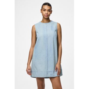 Rochie scurta din material chambray si croiala in A