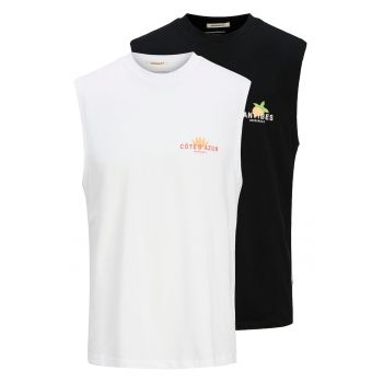 Set de top-uri din bumbac cu decolteu la baza gatului - 2 piese