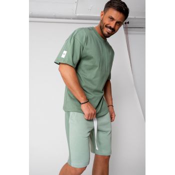 Set LeClub tricou oversized si pantalon scurt Duo Dark Olive 15837