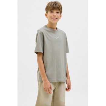 Tricou cu imprimeu si decolteu la baza gatului
