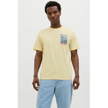 Tricou din bumbac cu detaliu cu imprimeu pe piept