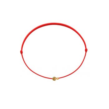 Bratara Martisor cu biluta din Aur 14K si piatra semipretioasa Agat - snur rosu reglabil
