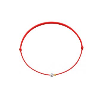 Bratara Martisor cu biluta din Aur 14K si piatra semipretioasa Howlit - snur rosu reglabil